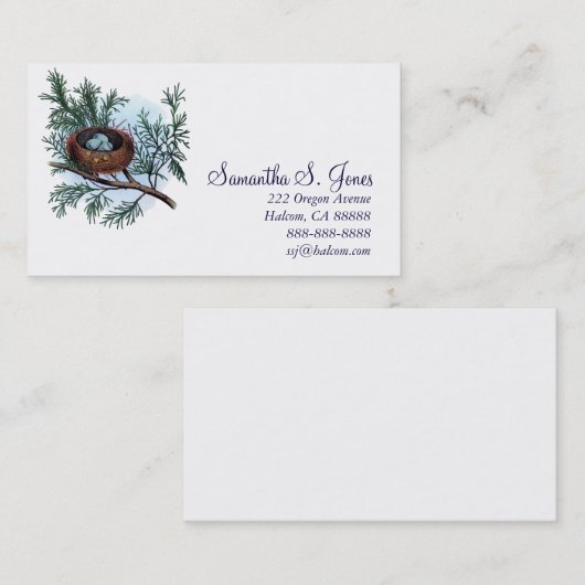 かわいらしいヴィンテージの鳥の巣および卵のテレホンカード コーリングカード (正面/裏面)