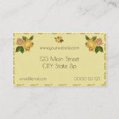 かわいらしいヴィンテージの黄色バラのフェミニンな花柄 名刺 (裏面)