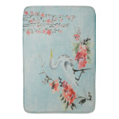 かわいらしいヴィンテージクレーン青い浴室のマット バスマット (正面縦)