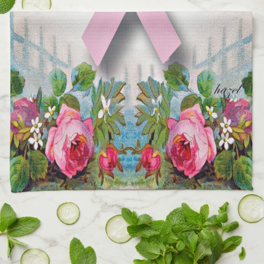 かわいらしい乳癌の生存者の台所タオル キッチンタオル (折り畳み)