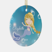 かわいらしい人魚のパーソナライズなクリスマスのオーナメント セラミックオーナメント (右)