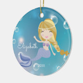 かわいらしい人魚のパーソナライズなクリスマスのオーナメント セラミックオーナメント (左)