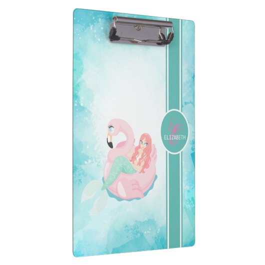 かわいらしい人魚のメイド海モノグラム クリップボード (右)
