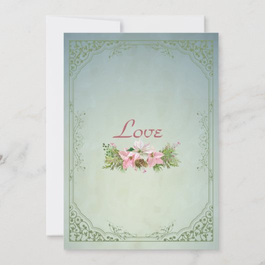 かわいらしい冬のマツ及びポインセチアの花の結婚式 招待状 (裏面)