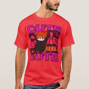 かわいらしい動物かわいい赤パンダのピンク色 Tシャツ