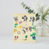 かわいらしい動物園の動物のグリーティングカー子供へド ポストカード (スタンド正面)