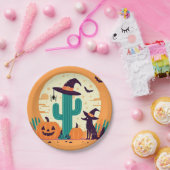 かわいらしい南西ハロウィーン砂漠/サボテン ペーパープレート (パーティー)