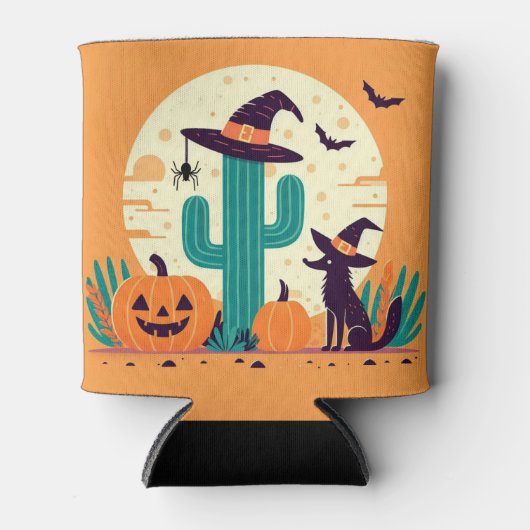かわいらしい南西ハロウィーン砂漠/サボテン 缶クーラー (正面)