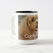 かわいらしい可愛いコックポウドッグ動物家族の写真 ツートーンマグカップ (正面左)