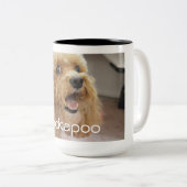 かわいらしい可愛いコックポウドッグ動物家族の写真 ツートーンマグカップ (正面右)