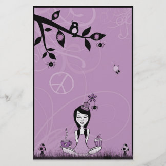 かわいらしい失敗の紫色の文房具 便箋