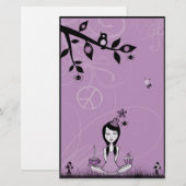 かわいらしい失敗の紫色の文房具 便箋 (正面/裏面)