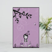 かわいらしい失敗の紫色の文房具 便箋 (スタンド正面)