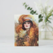 かわいらしい女性のフラッパーのファッションの20年代 ポストカード (スタンド正面)