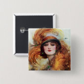 かわいらしい女性のフラッパーのファッションの20年代 缶バッジ (正面&裏面)