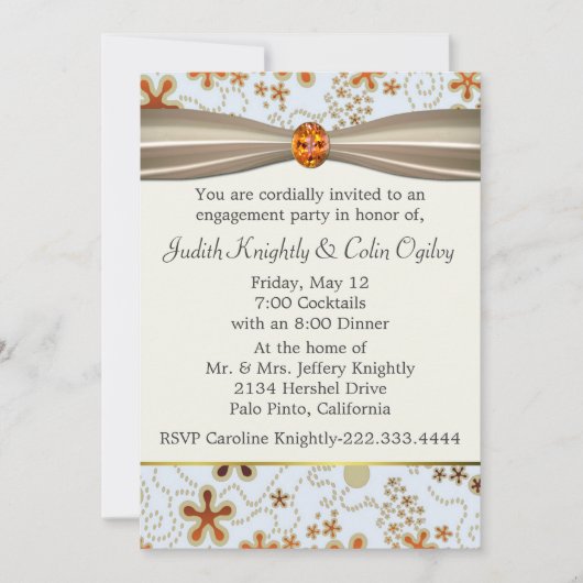 かわいらしい婚約パーティの招待状 招待状 (正面)