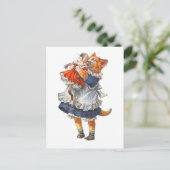 かわいらしい子ネコは、壊れた人形を抱きしめている。 ポストカード (スタンド正面)