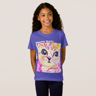 かわいらしい子猫の女の子のワイシャツ Tシャツ