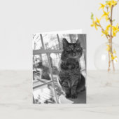 かわいらしい子猫の明るい目Notecard カード (黄色い花)