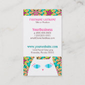 かわいらしい子猫の白及び花柄 名刺 (裏面)