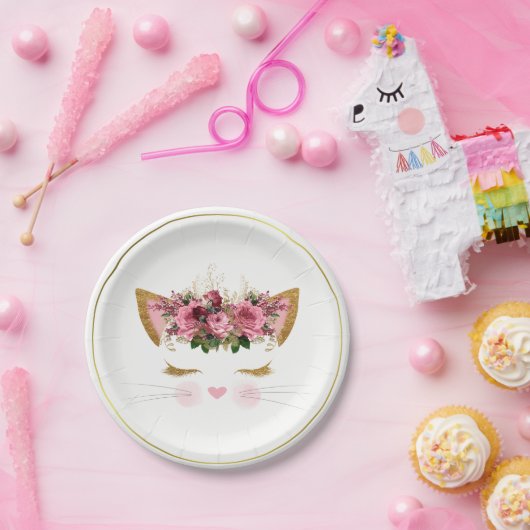 かわいらしい子猫の紙皿 ペーパープレート (パーティー)