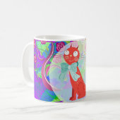 かわいらしい子猫Gifts Vibrant Colorful熱狂するな猫の女性 コーヒーマグカップ (正面左)