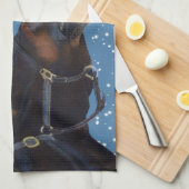 かわいらしい子馬のメリークリスマスの台所タオル キッチンタオル (四つ折り)