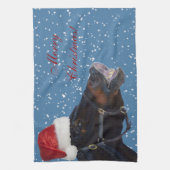 かわいらしい子馬のメリークリスマスの台所タオル キッチンタオル (縦)