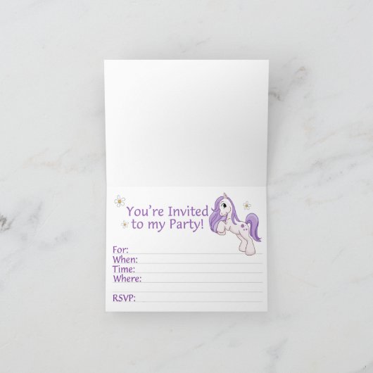 かわいらしい子馬の第6誕生日の招待状 サンキューカード (内部)