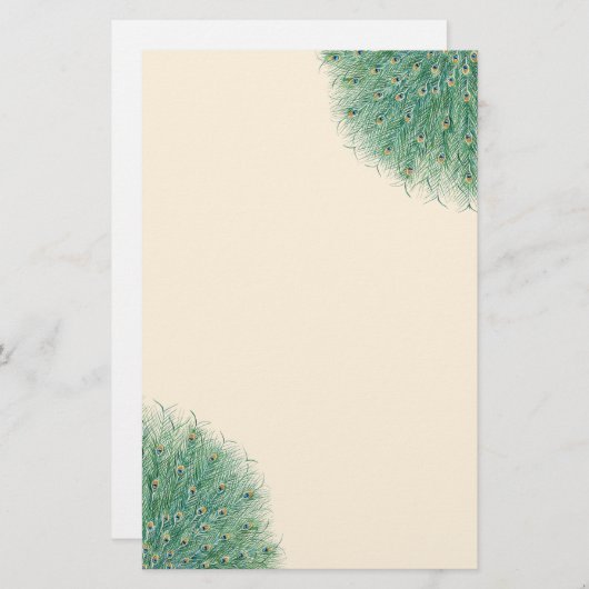 かわいらしい孔雀の羽 便箋 (正面/裏面)