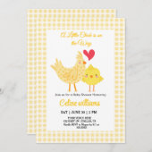 かわいらしい小さいひよこが途中の赤ちゃんシャワー 招待状 (正面/裏面)