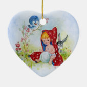 かわいらしい小さな男の子、バニーと鳥遊の子 セラミックオーナメント (裏面)