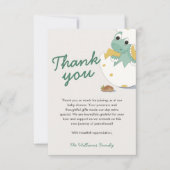 かわいらしい小さな緑の孵化ベビー恐竜の卵 サンキューカード (正面)