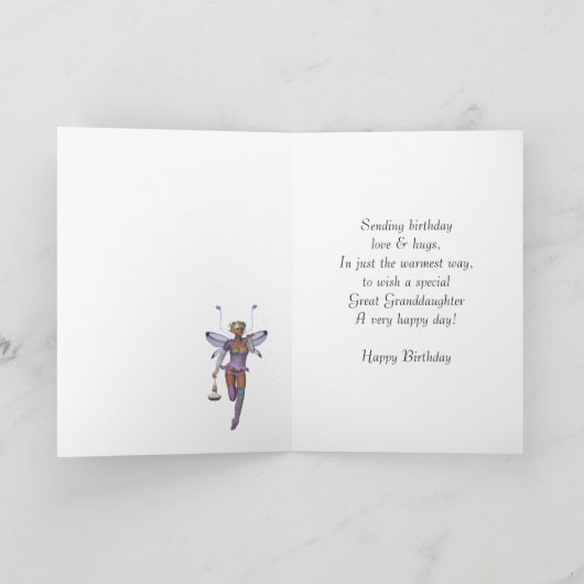 かわいらしい市が付いているひ孫娘のバースデー・カード カード (内部)