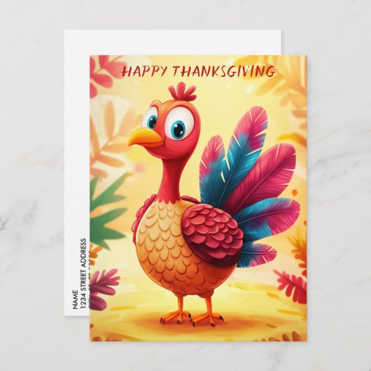 かわいらしい感謝祭トルコはがき ポストカード (正面/裏面)