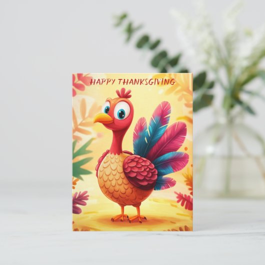 かわいらしい感謝祭トルコはがき ポストカード (スタンド正面)