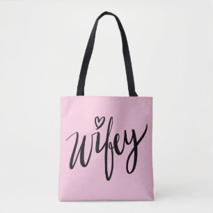 かわいらしい手は新婚者のためのWIFEYのトートバックに文字を入れました トートバッグ