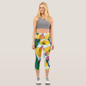 かわいらしい手描き花柄デザインかわいい カプリレギンス (正面)