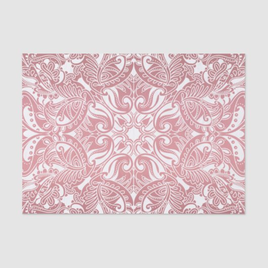かわいらしい挨りだらけのばら色および白いペイズリー 薄葉紙 (正面)