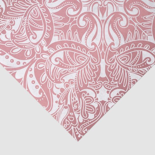 かわいらしい挨りだらけのばら色および白いペイズリー 薄葉紙 (詳細)