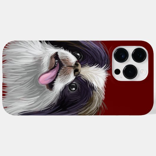 かわいらしい日本のウオーターカラーチン犬 Case-Mate iPhoneケース (裏面 (横))