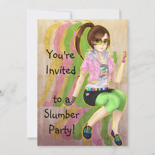 かわいらしい日本製アニメの女の子のファッションの犠牲者のパーティの招待状 招待状 (正面)