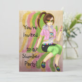 かわいらしい日本製アニメの女の子のファッションの犠牲者のパーティの招待状 招待状 (スタンド正面)