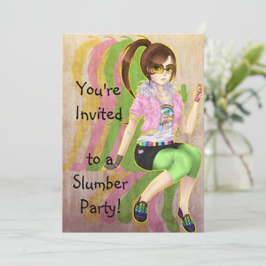 かわいらしい日本製アニメの女の子のファッションの犠牲者のパーティの招待状 招待状 (スタンド正面)
