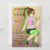 かわいらしい日本製アニメの女の子のファッションの犠牲者のパーティの招待状 招待状 (裏面)