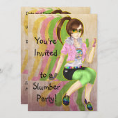 かわいらしい日本製アニメの女の子のファッションの犠牲者のパーティの招待状 招待状 (正面/裏面)