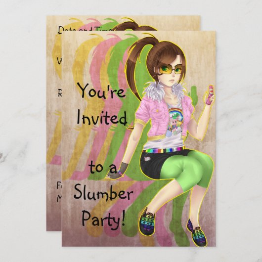 かわいらしい日本製アニメの女の子のファッションの犠牲者のパーティの招待状 招待状 (正面/裏面)