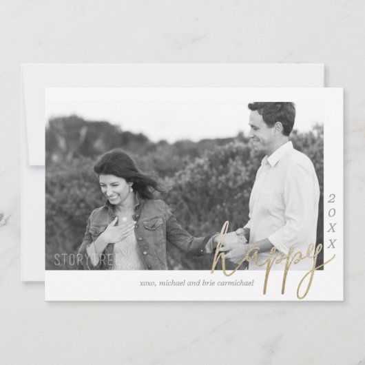 かわいらしい明けましておめでとう-フェイクなホイル シーズンカード (正面)