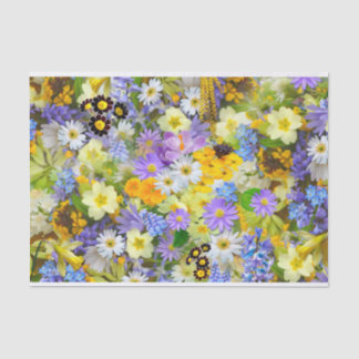 かわいらしい春の花のコラージュ 薄葉紙