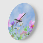 かわいらしい春の野生花 ラージ壁時計 (傾斜)